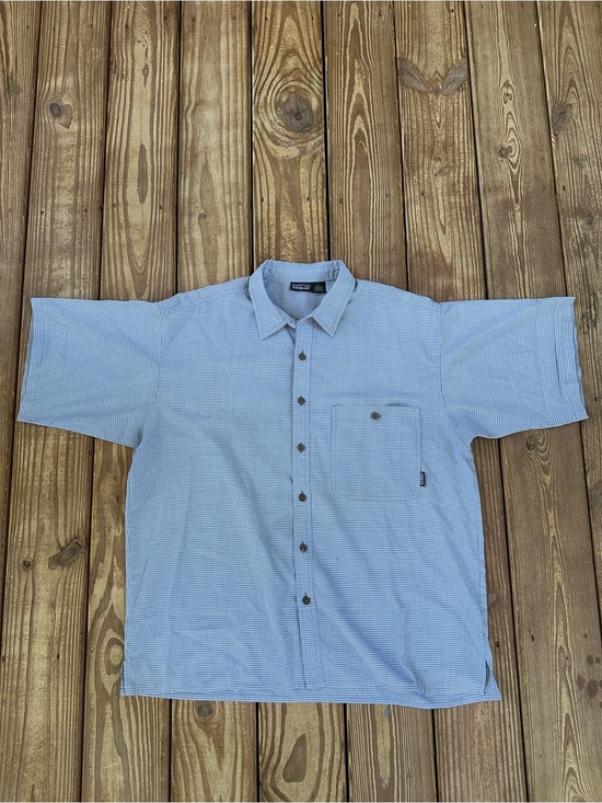 Patagonia Other - Vintage Patagonia Men’s Blue Micro Check Short Sleeve Button Up Shirt
